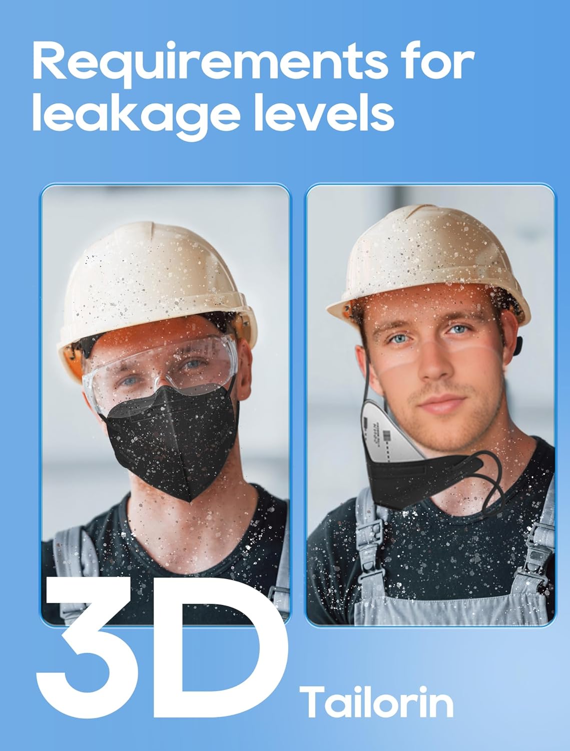 Funight KN95 Adult Masks 50 Pack 5 Layers Black Disposable Dust Masks with Filtering Efficiency≥95%