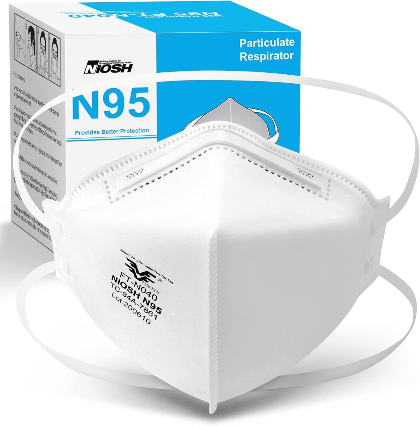 Funight N95 Mask 20 Pack NIOSH Certified Respiratory Particulate Filtering Face Mask Personal Protective